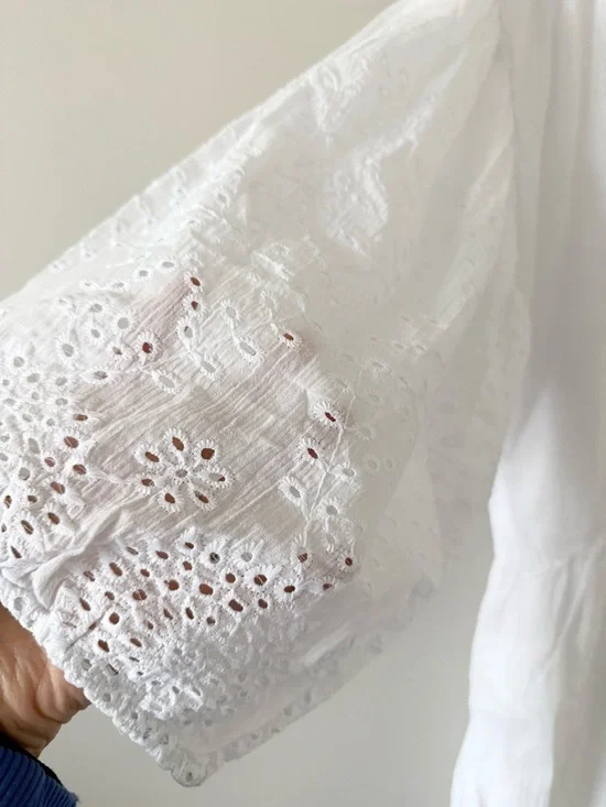 NWT Good Hart White Eyelet Montrose Mini Dress XXL Scalloped Hem Cotton Bridal - Picture 3 of 8